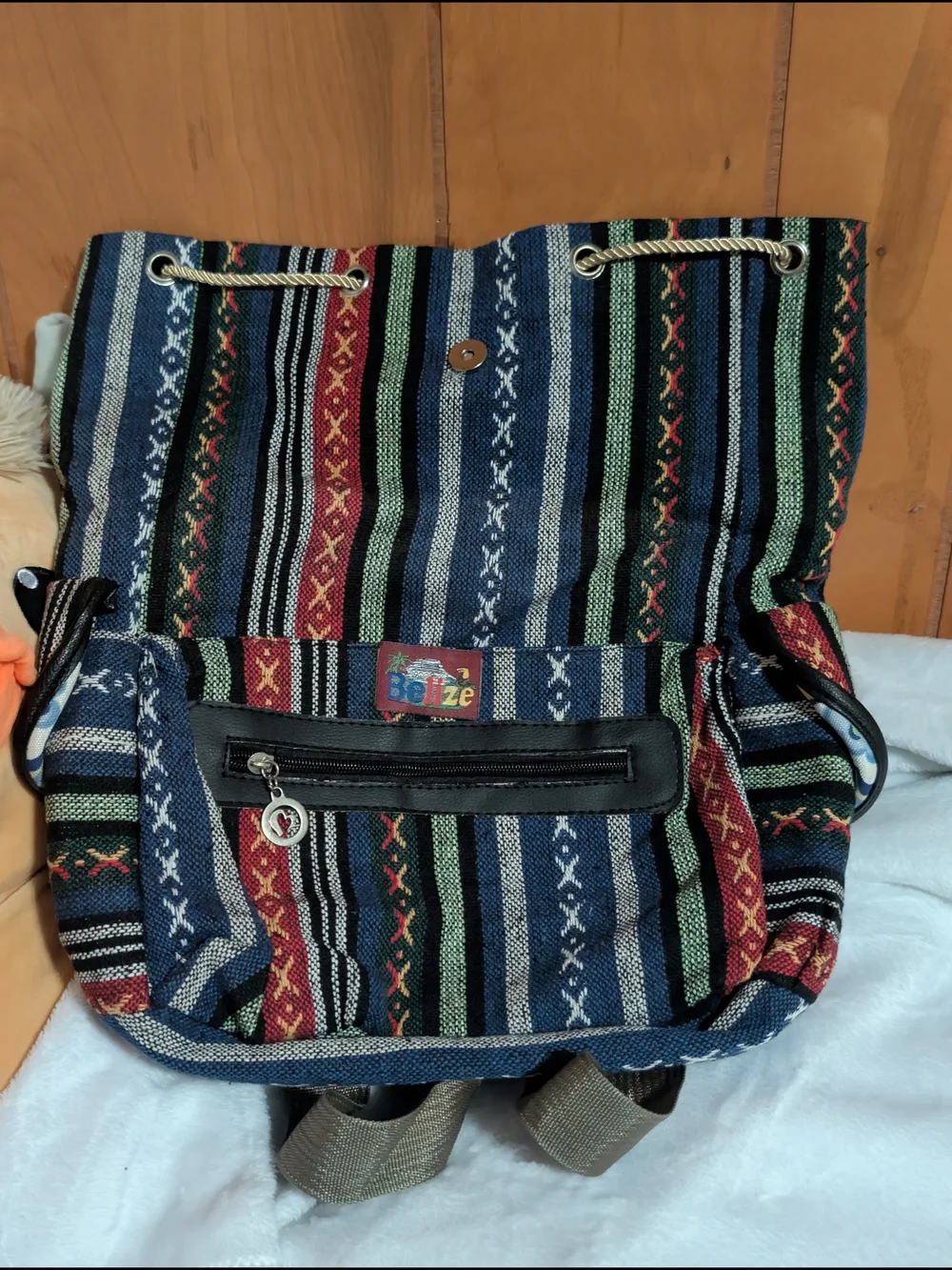 Multicolor Striped Owl Accent Backpack